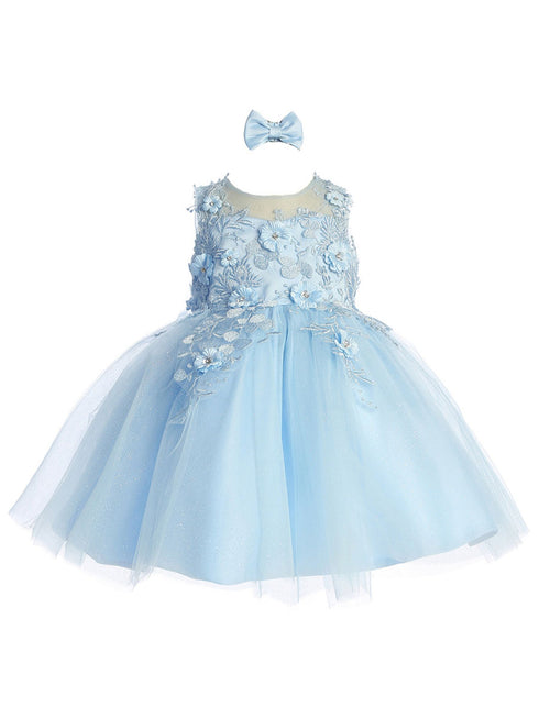 Tip Top Kids Girls 3D Floral Applique Special Occasion Dress, Sizes 6M-24M - SophiasStyle.com